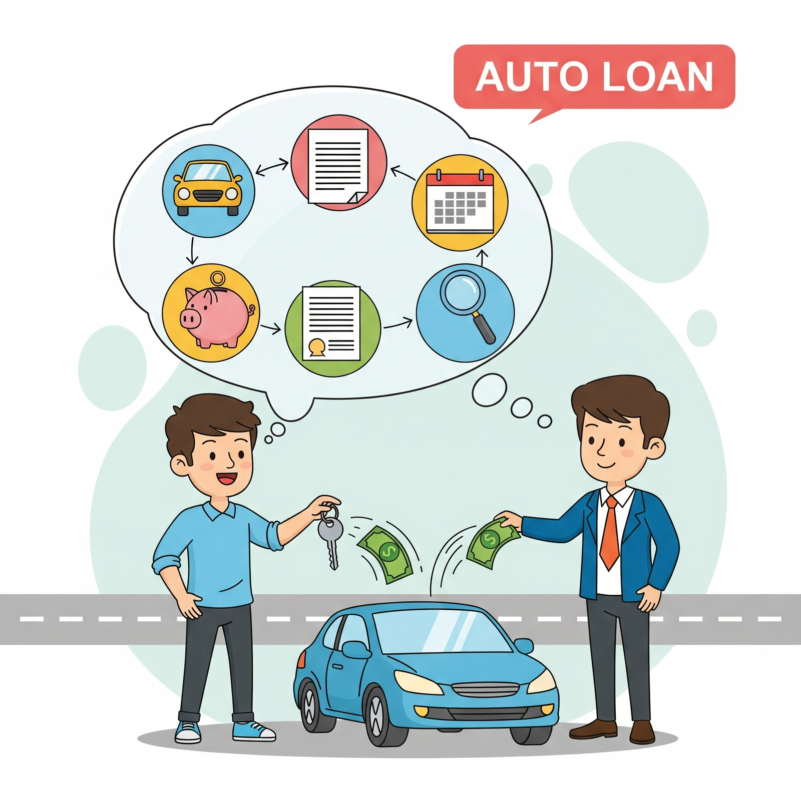 Illustration representing understanding auto loans